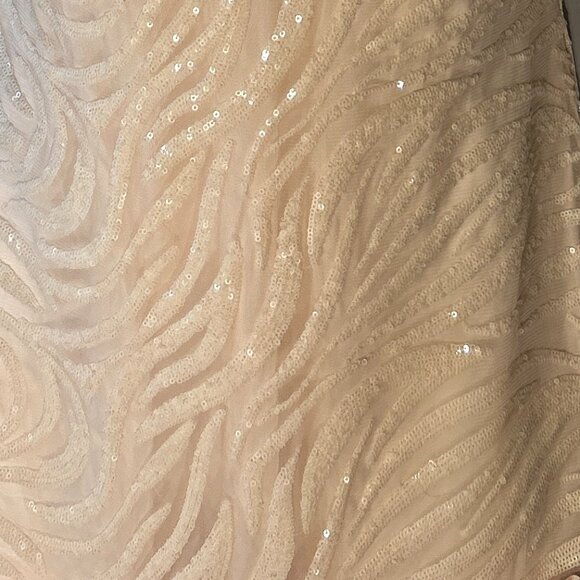 Jessica Simpson SZ12 Cream Mesh & Sequin Sheath Dress Formal Party Y2K Chic Prom - Picture 9 of 12